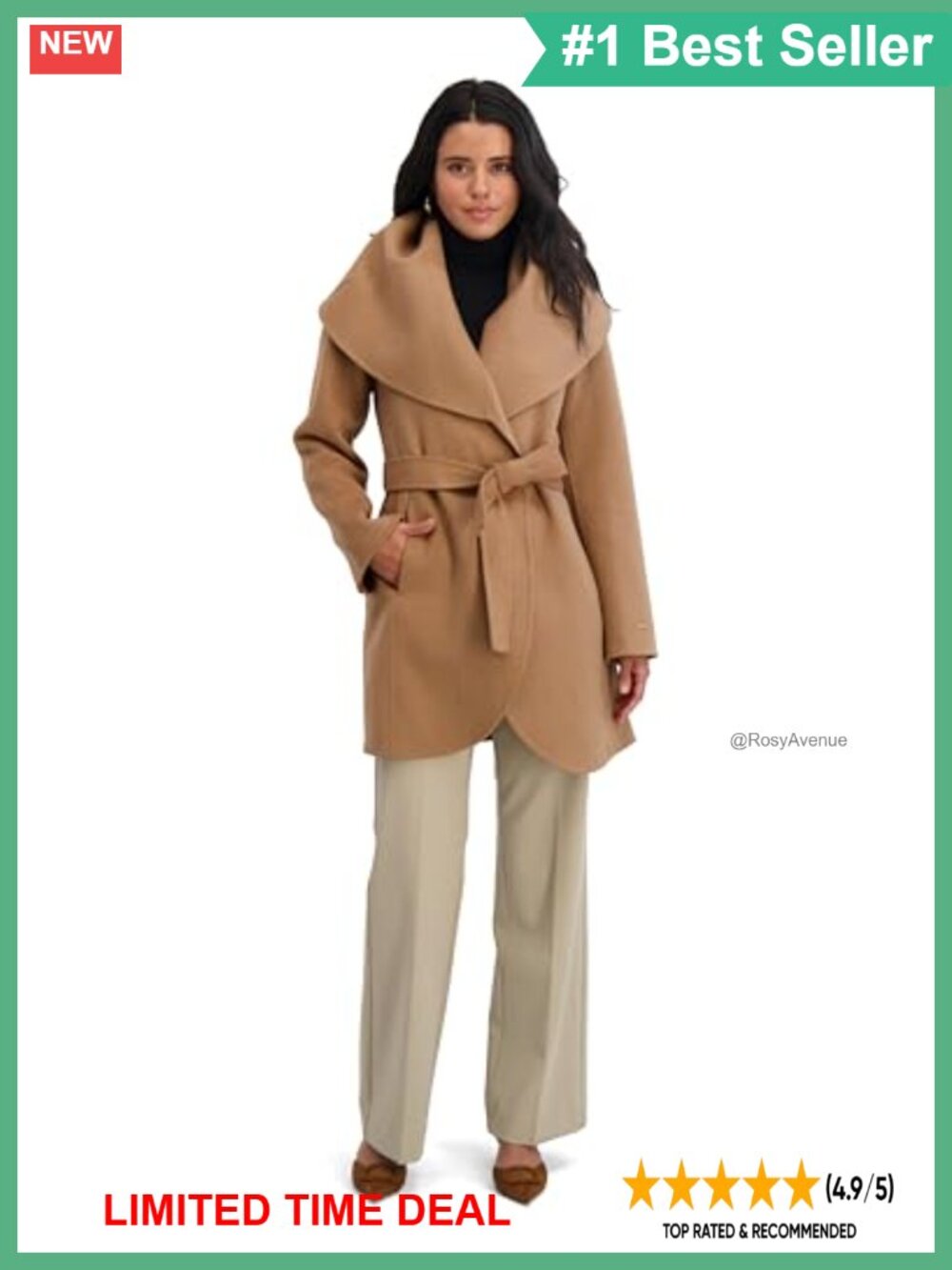 Marilyn Double-Faced Wool Blend Peacoat Removable Belt Wrap Coat